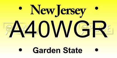 A40WGR New Jersey License Plate