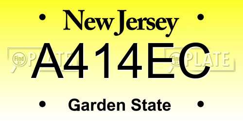 A414EC New Jersey License Plate