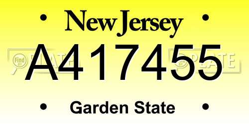 A417455 New Jersey License Plate