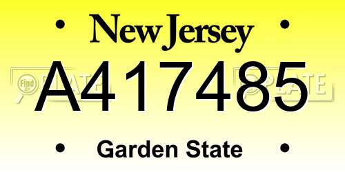 A417485 New Jersey License Plate