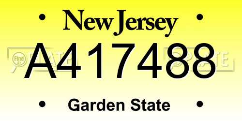 A417488 New Jersey License Plate