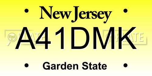 A41DMK New Jersey License Plate