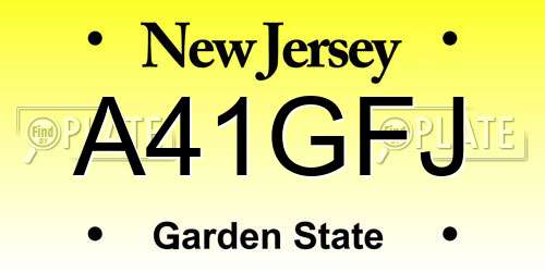 A41GFJ New Jersey License Plate