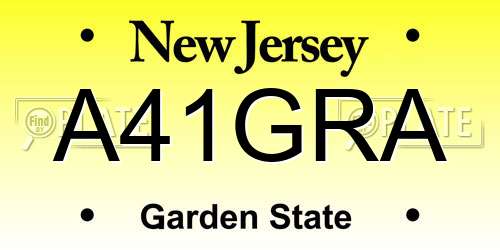 A41GRA New Jersey License Plate