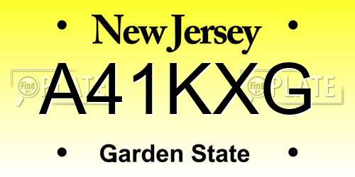 A41KXG New Jersey License Plate