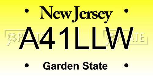 A41LLW New Jersey License Plate