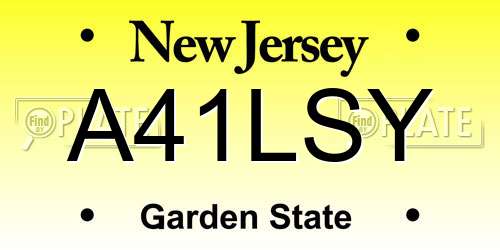 A41LSY New Jersey License Plate