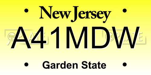 A41MDW New Jersey License Plate