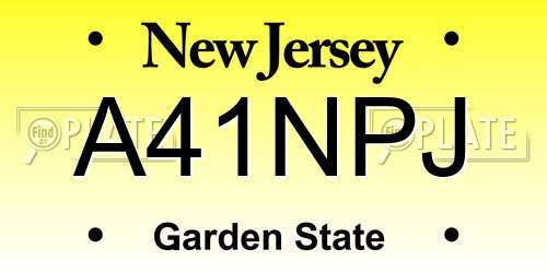 A41NPJ New Jersey License Plate