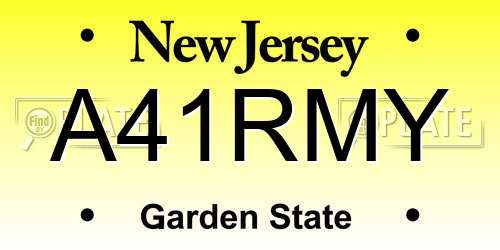 A41RMY New Jersey License Plate