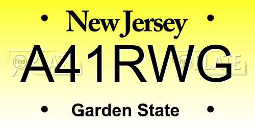 A41RWG New Jersey License Plate