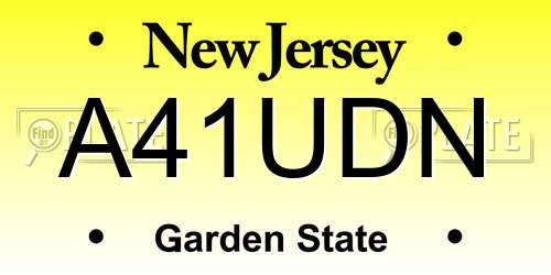 A41UDN New Jersey License Plate
