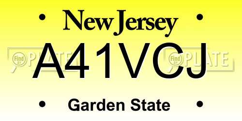 A41VCJ New Jersey License Plate