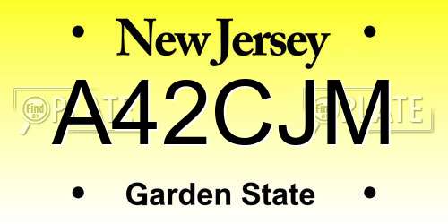 A42CJM New Jersey License Plate