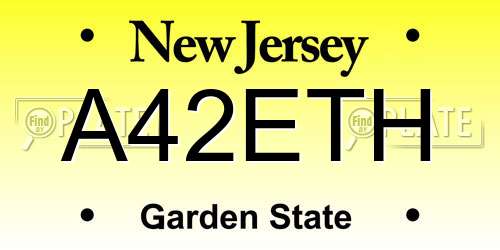 A42ETH New Jersey License Plate