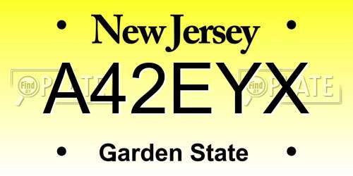 A42EYX New Jersey License Plate