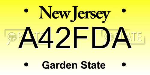 A42FDA New Jersey License Plate