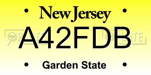 A42FDB New Jersey License Plate