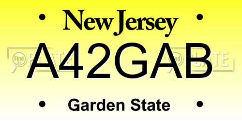 A42GAB New Jersey License Plate