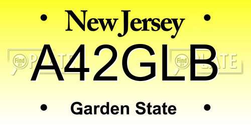 A42GLB New Jersey License Plate