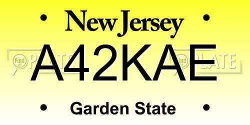 A42KAE New Jersey License Plate
