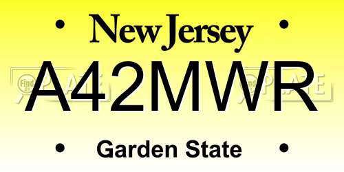 A42MWR New Jersey License Plate