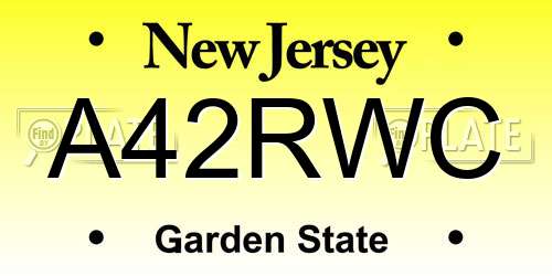 A42RWC New Jersey License Plate