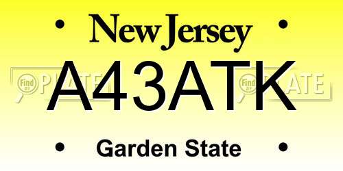 A43ATK New Jersey License Plate