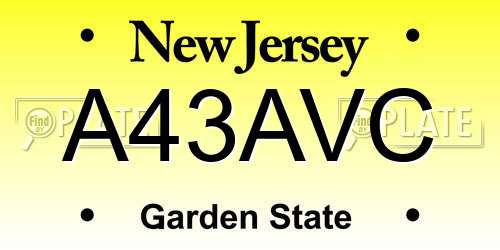A43AVC New Jersey License Plate