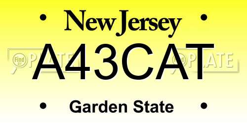 A43CAT New Jersey License Plate