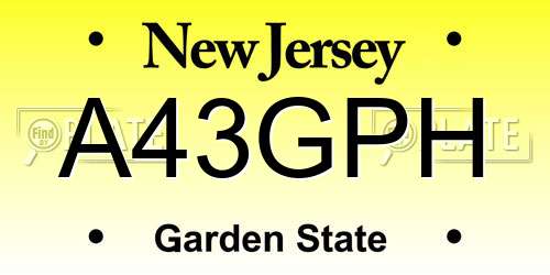 A43GPH New Jersey License Plate