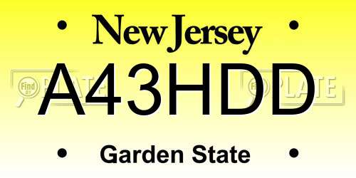 A43HDD New Jersey License Plate
