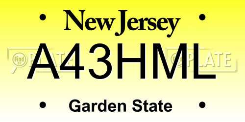 A43HML New Jersey License Plate