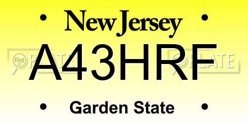 A43HRF New Jersey License Plate