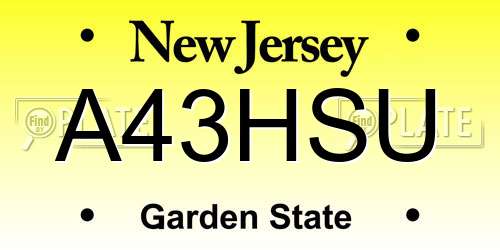A43HSU New Jersey License Plate