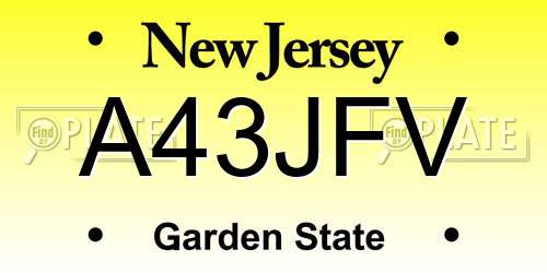 A43JFV New Jersey License Plate