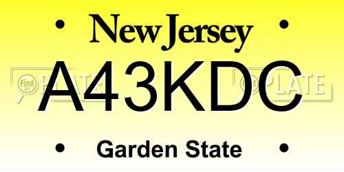 A43KDC New Jersey License Plate