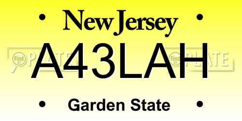 A43LAH New Jersey License Plate