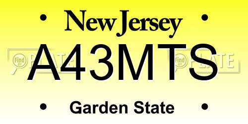 A43MTS New Jersey License Plate