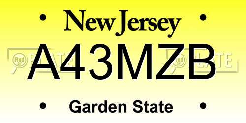 A43MZB New Jersey License Plate