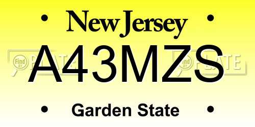 A43MZS New Jersey License Plate