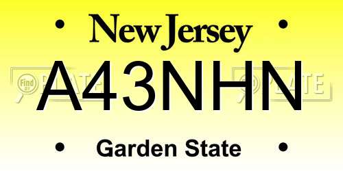 A43NHN New Jersey License Plate