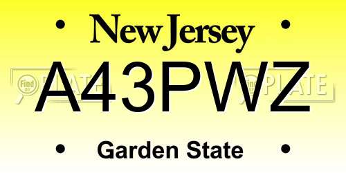 A43PWZ New Jersey License Plate