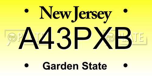 A43PXB New Jersey License Plate