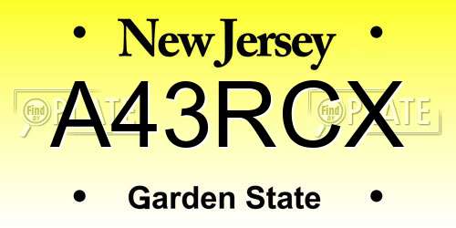 A43RCX New Jersey License Plate