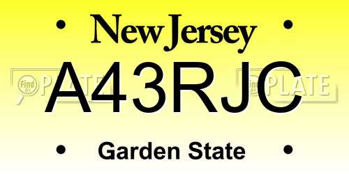 A43RJC New Jersey License Plate