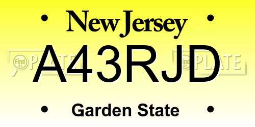 A43RJD New Jersey License Plate