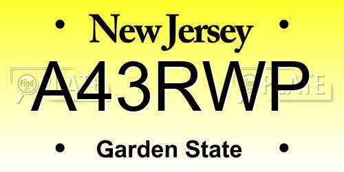 A43RWP New Jersey License Plate