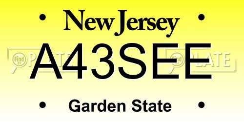 A43SEE New Jersey License Plate