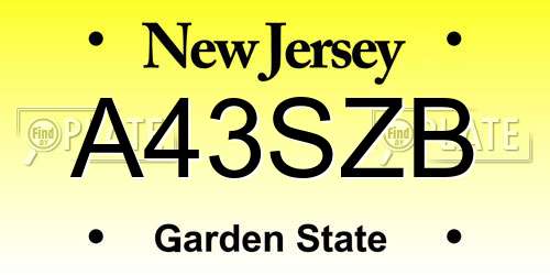 A43SZB New Jersey License Plate
